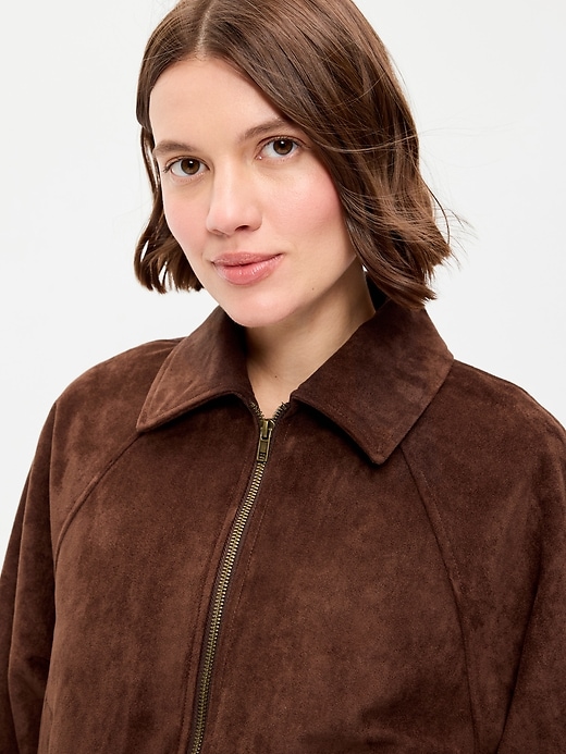 L'image numéro 5 présente Veste Harrington à glissière pleine longueur en suédine