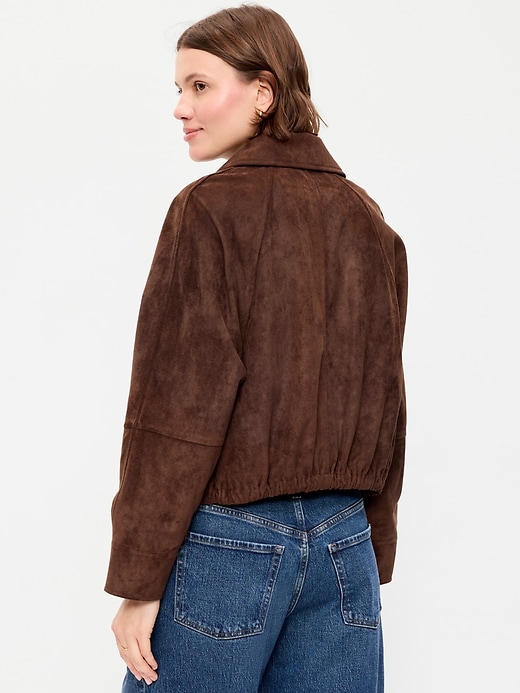 L'image numéro 2 présente Veste Harrington à glissière pleine longueur en suédine