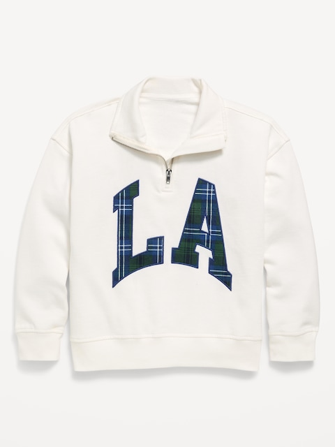 Oversized Quarter-Zip Graphic Sweatshirt for Girls