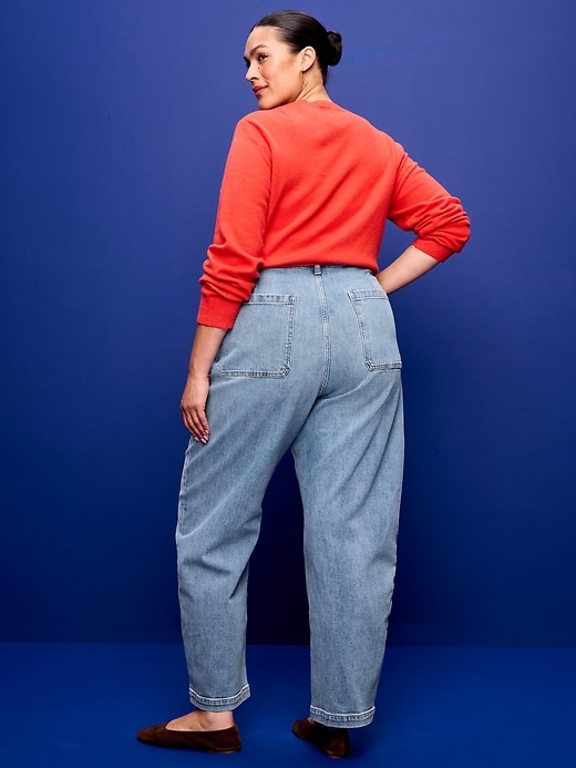 L'image numéro 8 présente Jean coupe généreuse baril à taille haute longueur cheville