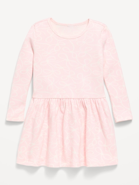 ROBE À MANCHES LONGUES EN TRICOT GAUFRÉ À MOTIF POUR TOUTE-PETITE