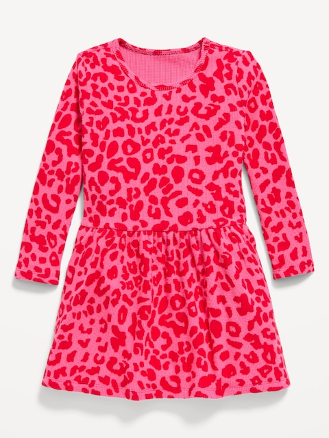 ROBE À MANCHES LONGUES EN TRICOT GAUFRÉ À MOTIF POUR TOUTE-PETITE