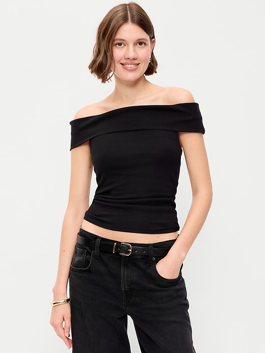 Image number 1 showing, Off-The-Shoulder Fitted Top