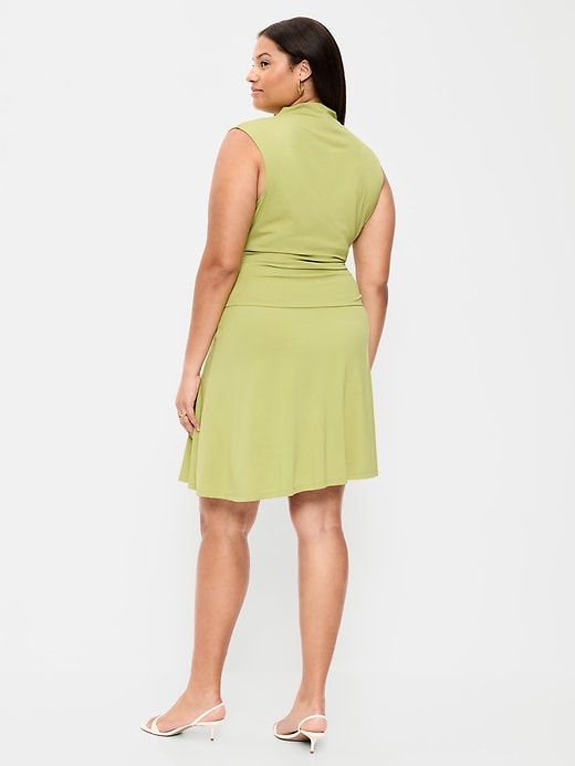 Image number 9 showing, Gathered Mock-Neck Drop-Waist Mini Dress