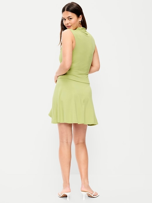 Image number 7 showing, Gathered Mock-Neck Drop-Waist Mini Dress