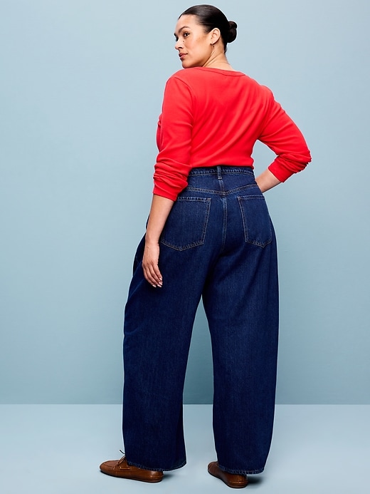 Image number 7 showing, High-Waisted Rounded Wide-Leg Barrel Jeans