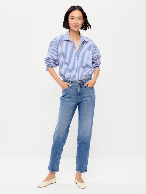 JEAN OG DROIT À TAILLE HAUTE LONGUEUR CHEVILLE