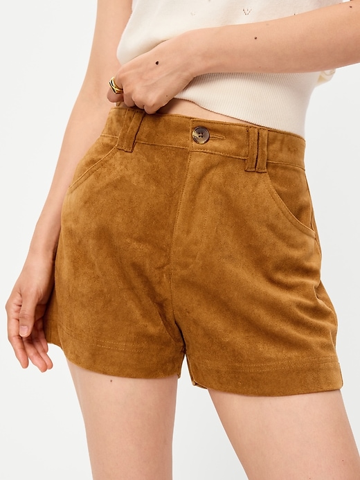 Image number 4 showing, High-Waisted Faux-Suede Shorts