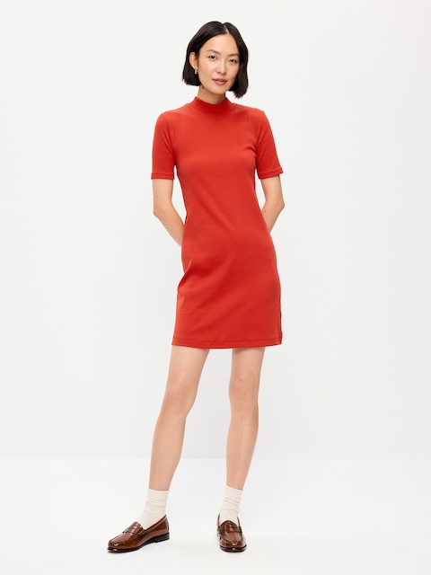 Snug Mock-Neck Bodycon Mini Dress