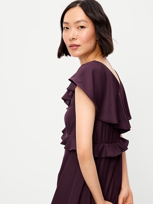 Image number 6 showing, Flutter-Sleeve Crepe Maxi Dress