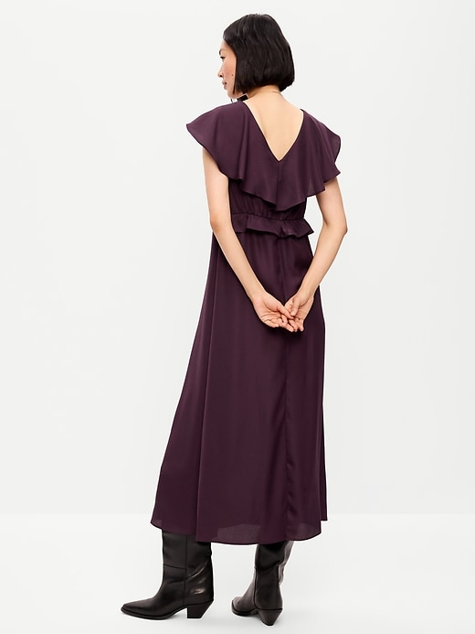 Image number 2 showing, Flutter-Sleeve Crepe Maxi Dress