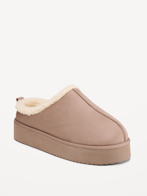 Faux-Suede Platform Mule Clogs for Women