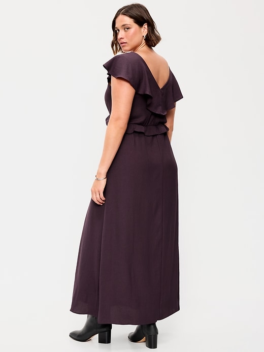 Image number 8 showing, Flutter-Sleeve Crepe Maxi Dress