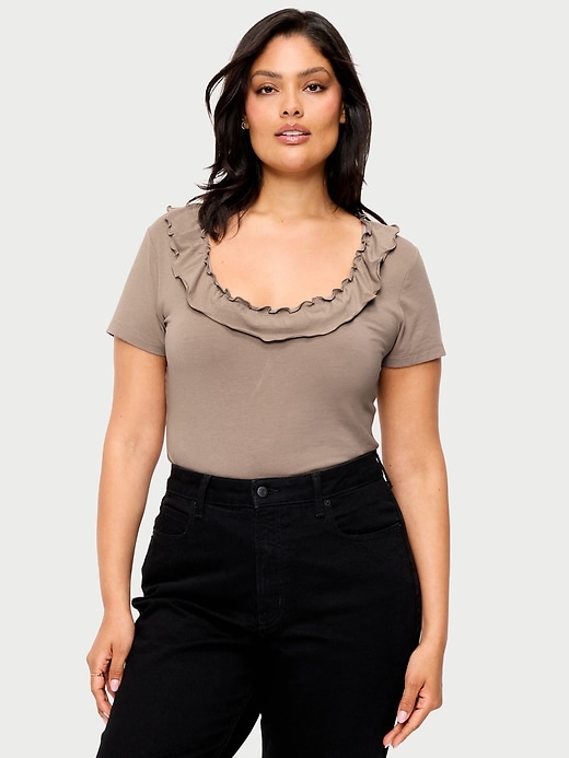 Image number 7 showing, Lettuce-Edge Scoop-Neck Top