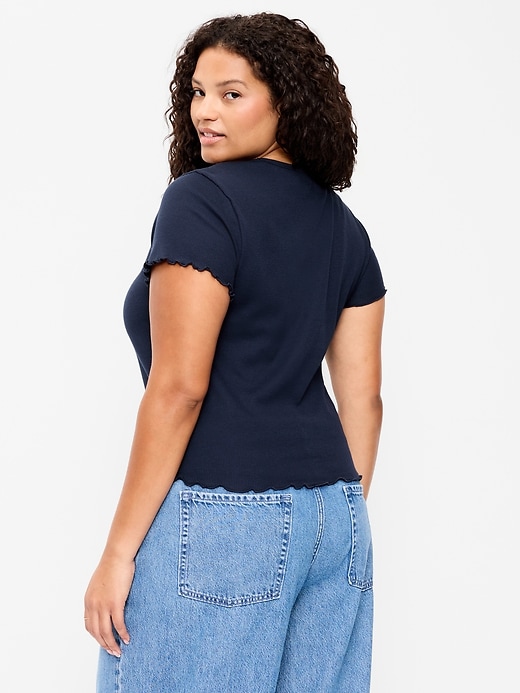 Image number 7 showing, Fitted Waffle-Knit Cropped T-Shirt