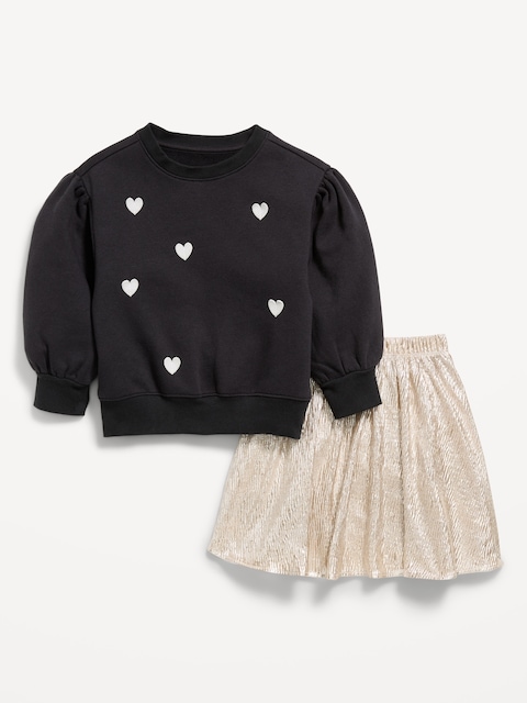 Graphic Sweatshirt and Skirt Set for Toddler Girls
