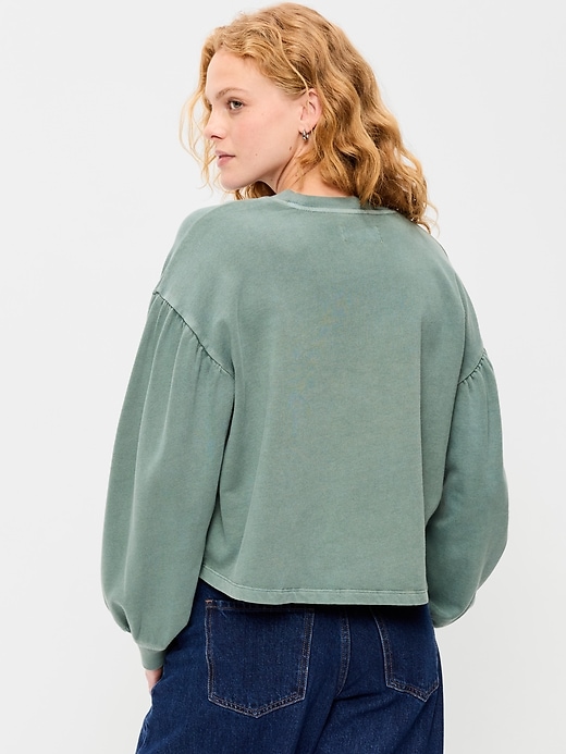 Image number 2 showing, SoComfy Oversized Puff-Sleeve Cropped Sweatshirt