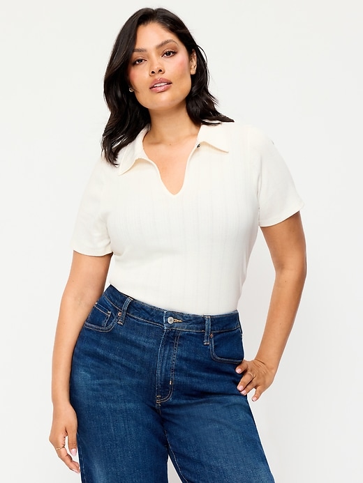 Image number 6 showing, Ribbed Keyhole Polo Top
