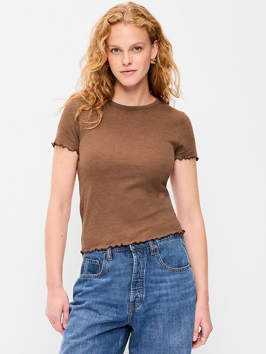 L'image numéro 1 présente T-shirt ajusté court en tricot gaufré