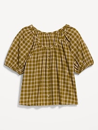 Image number 1 showing, Short-Sleeve Button-Front Plaid Top