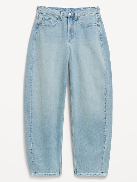 Image number 5 showing, Mid-Rise Rounded Wide-Leg Barrel Jeans