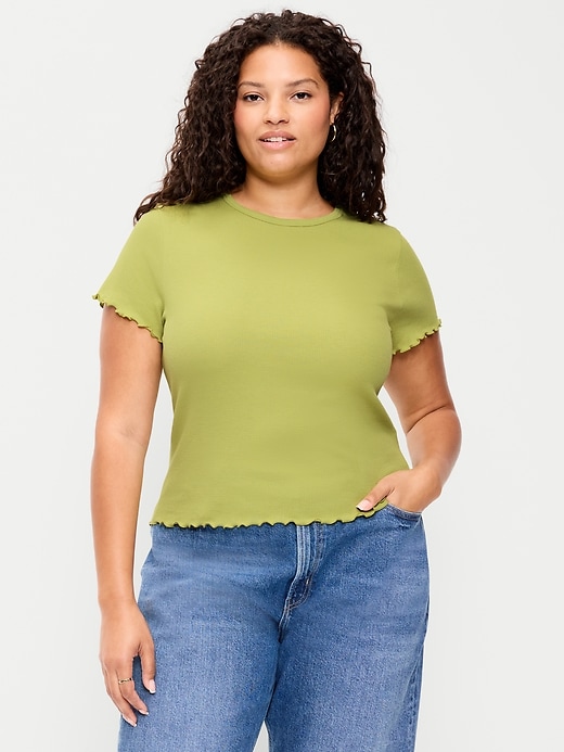 Image number 8 showing, Fitted Waffle-Knit Cropped T-Shirt