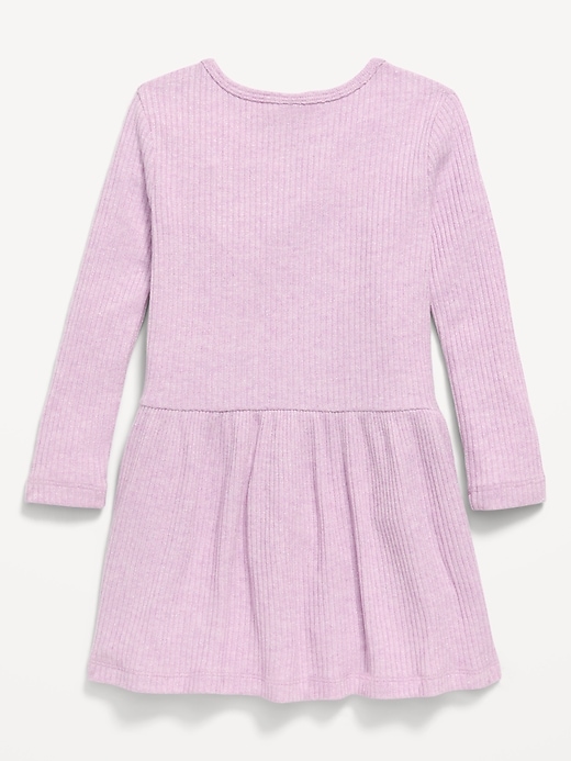 Image number 3 showing, Long-Sleeve Ribbed Heart Pocket Dress for Toddler Girls