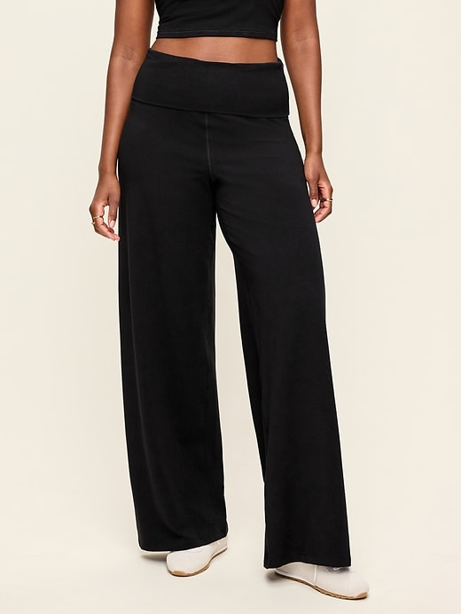 Image number 7 showing, High-Waisted PowerChill Fold-Over Wide-Leg Pants