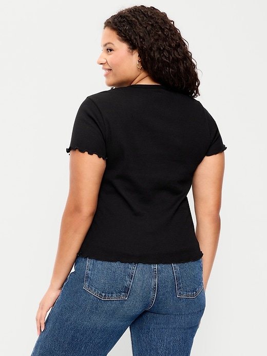 Image number 9 showing, Fitted Waffle-Knit Cropped T-Shirt