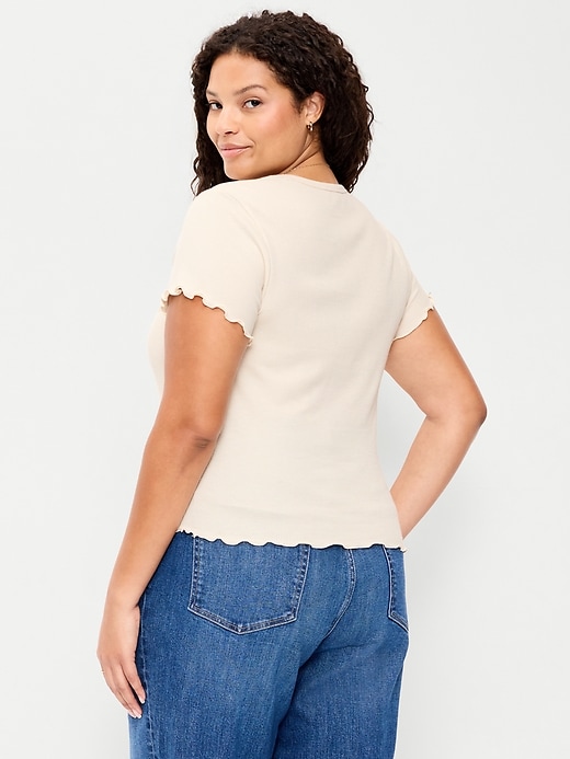 Image number 7 showing, Fitted Waffle-Knit Cropped T-Shirt