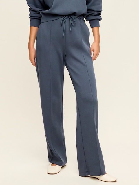 Mid-Rise Dynamic Fleece Textured Wide-Leg Sweatpants