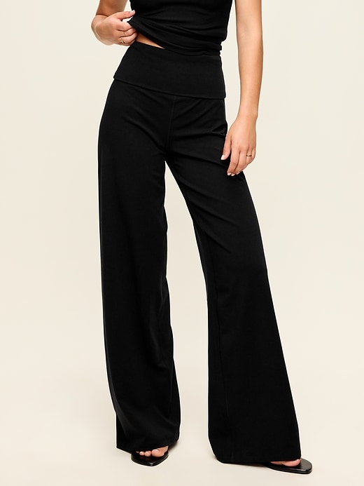 Image number 1 showing, High-Waisted PowerChill Fold-Over Wide-Leg Pants