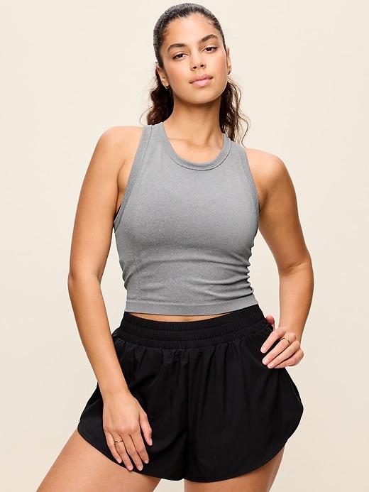 Image number 5 showing, Seamless Fitted High-Neck Crop Top