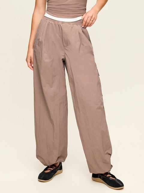 Mid-Rise Woven Utility Pants