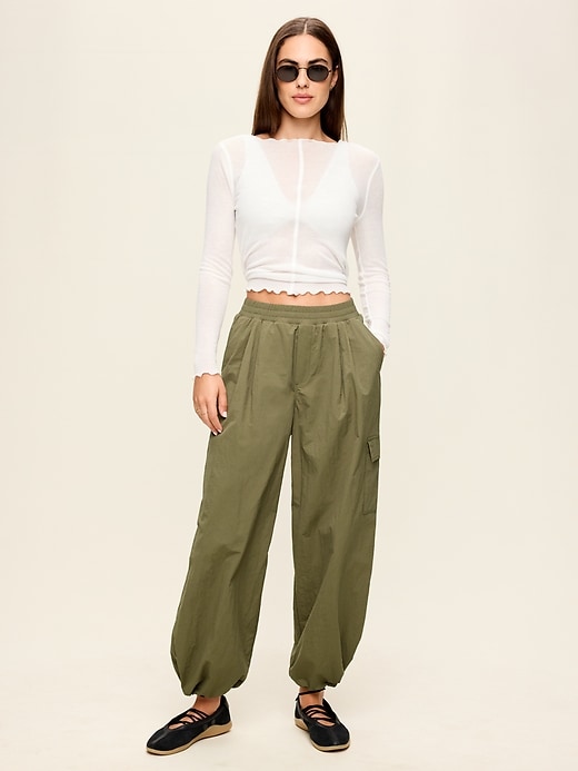 Image number 2 showing, Mid-Rise Woven Utility Pants