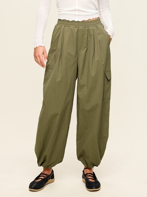 Mid-Rise Woven Utility Pants