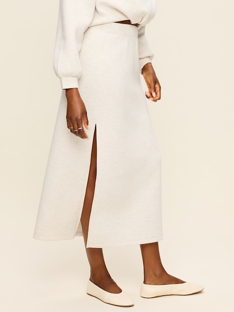 High-Waisted Bounce Fleece Maxi Skirt