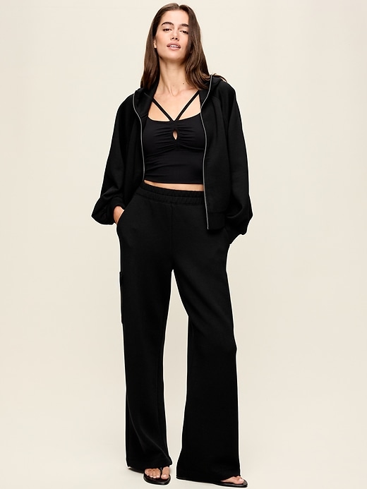 Image number 2 showing, High-Waisted Bounce Fleece Wide-Leg Cargo Sweatpants