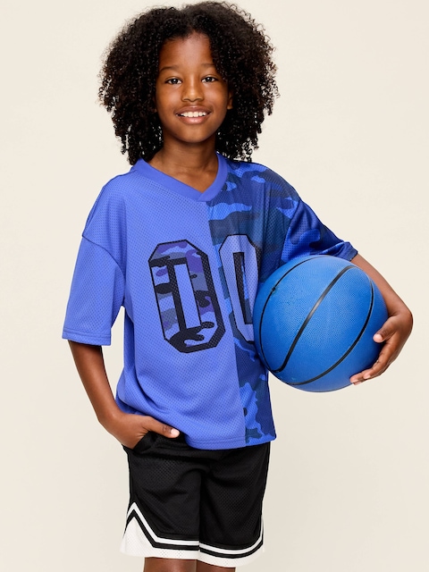 Oversized Mesh Graphic T-Shirt for Boys