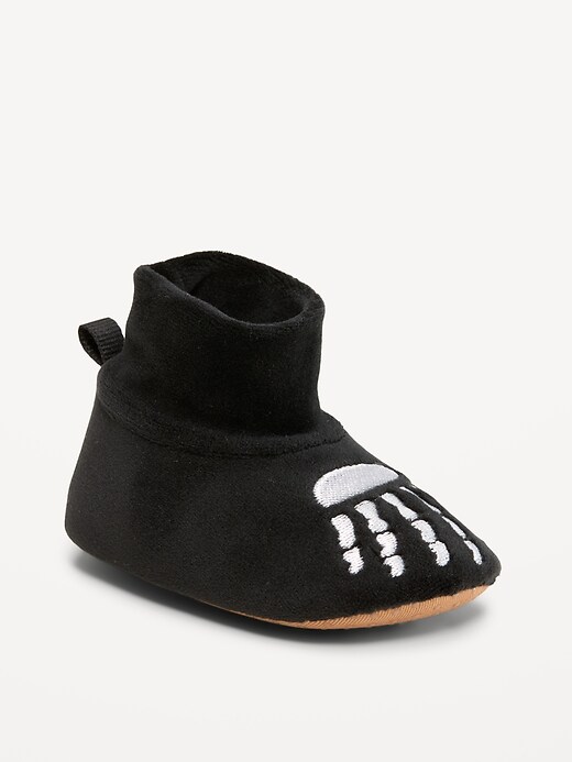 Image number 1 showing, Velour Skeleton Slippers for Baby
