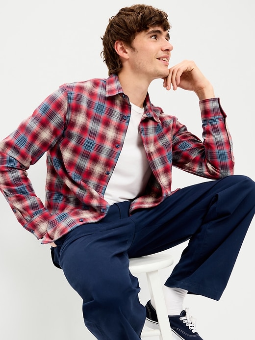 Image number 3 showing, Relaxed Long-Sleeve Plaid Flannel Pocket Shirt