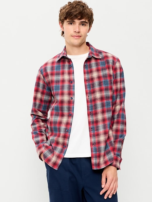 Image number 1 showing, Relaxed Long-Sleeve Plaid Flannel Pocket Shirt