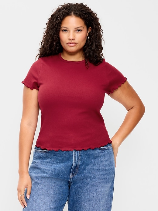 L'image numéro 6 présente T-shirt ajusté court en tricot gaufré
