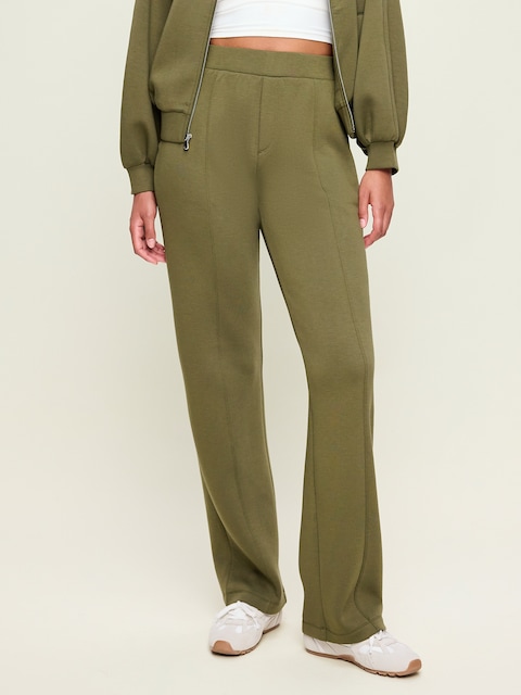 PANTALON EN MOLLETON RAFFINÉ À TAILLE HAUTE