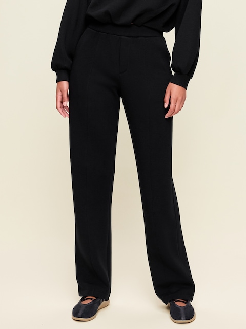 PANTALON EN MOLLETON RAFFINÉ À TAILLE HAUTE