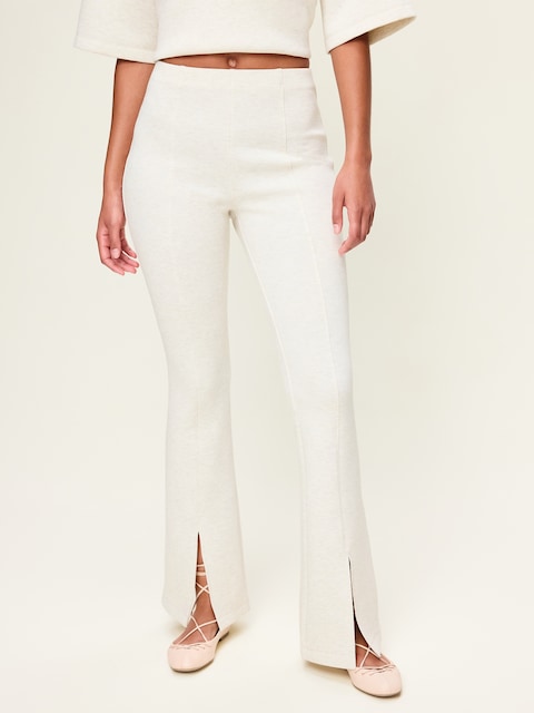 PANTALON JAMBE ÉVASÉE À TAILLE HAUTE EN MOLLETON RAFFINÉ