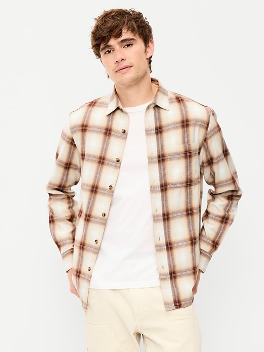 Image number 1 showing, Relaxed Long-Sleeve Plaid Flannel Pocket Shirt