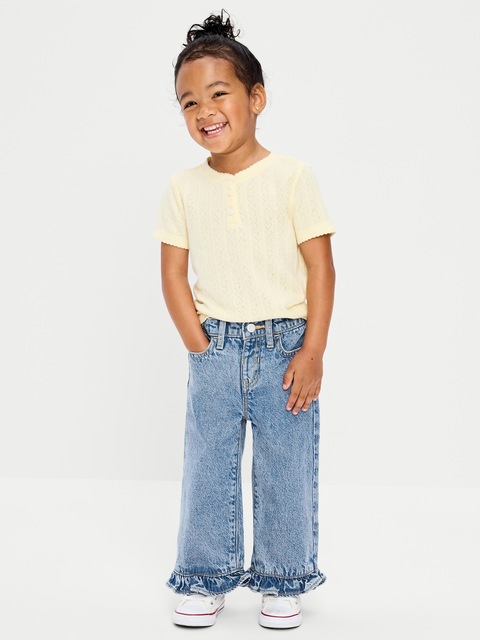 High-Waisted Super Baggy Ruffled Wide-Leg Jeans for Girls