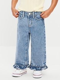 Image number 2 showing, High-Waisted Super Baggy Ruffled Wide-Leg Jeans for Girls