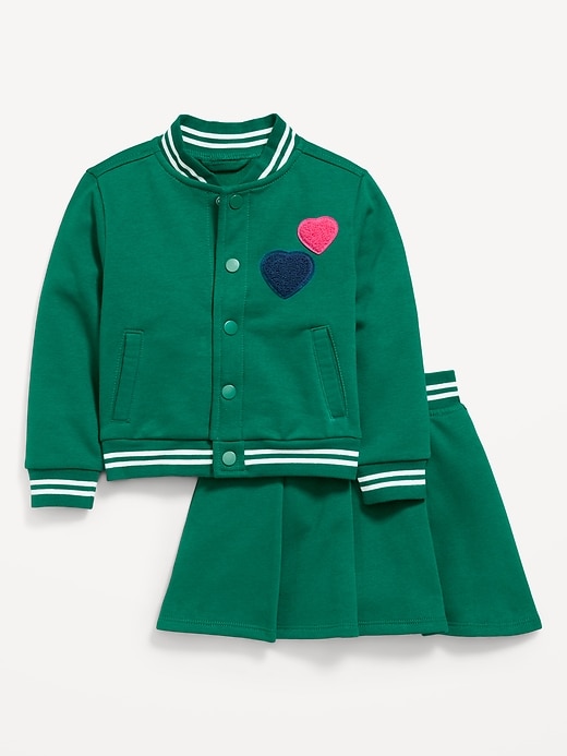 Image number 2 showing, Fleece Bomber Jacket and Pleated Skirt Set for Toddler Girls
